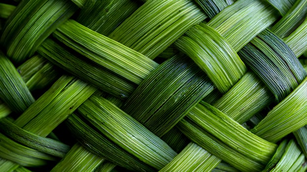 Abstract woven green texture background creating a fresh and natural woven organic pattern photo