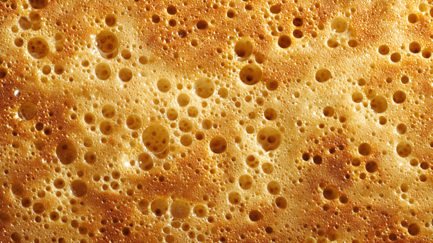 Crispy golden pancake surface reveals a myriad of delicate air bubbles baked to perfection delicious photo