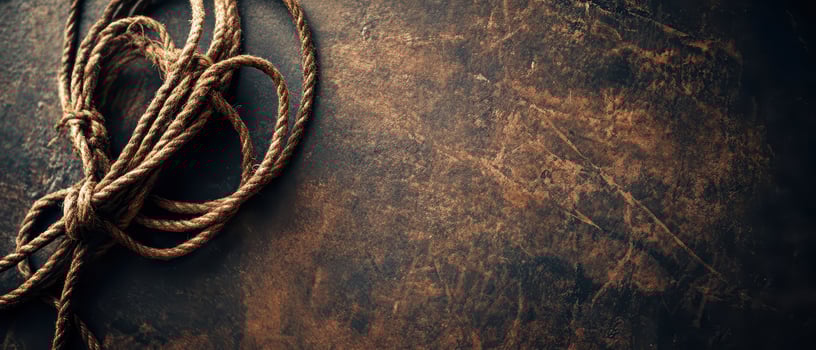 Jute rope on rustic wood photo