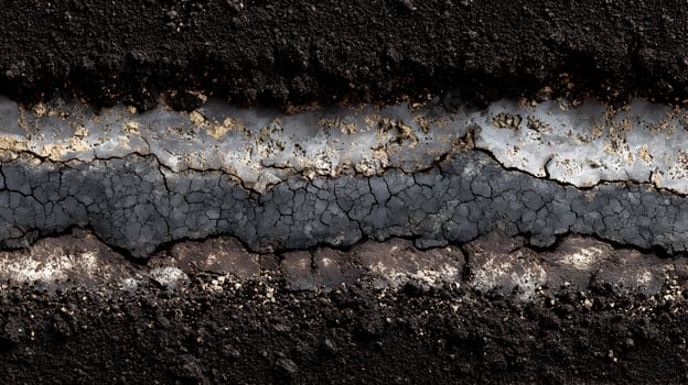 Cracked earth formation showing soil layers in detail presenting a geological cross section view photo