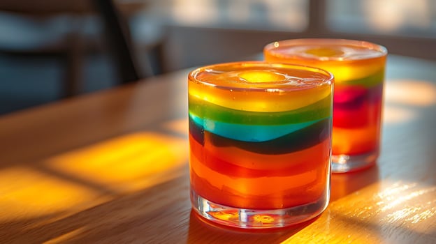 Two glasses of colored liquid photo