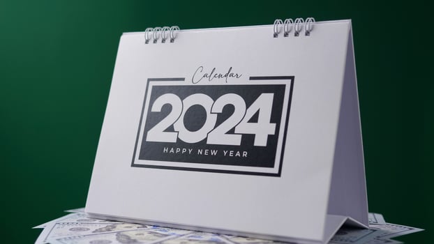 Calendar 2024 Work schedule and time, free space for notes, studio photo