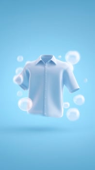 A shirt with soap bubbles floating around it photo