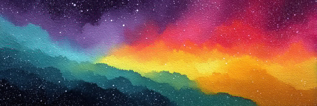 Vibrant galaxy landscape blending colors in a celestial artwork during nighttime photo