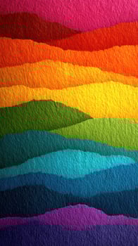 Colorful abstract landscape featuring layered hills and vibrant hues at sunset or sunrise photo