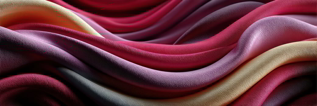 Vibrant silk fabric showcasing rich colors and smooth textures in a warm, artistic arrangement photo