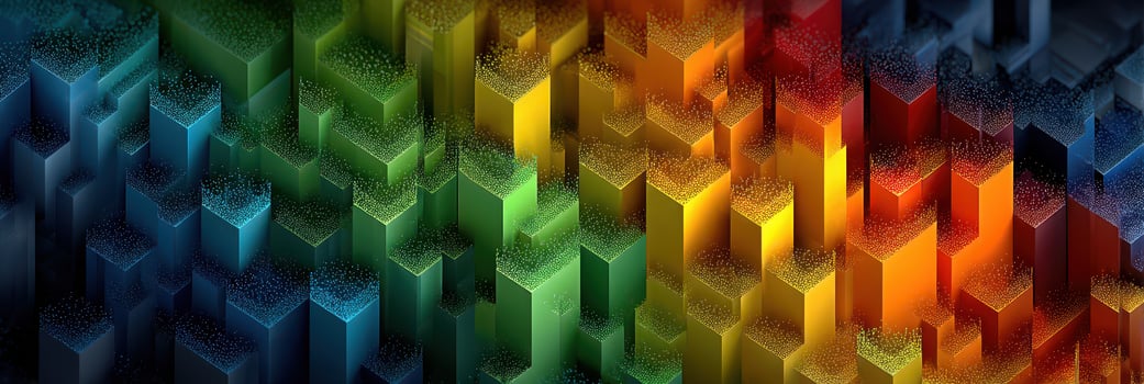 Colorful 3D blocks create a vibrant spectrum in digital art with a unique visual texture and pattern photo