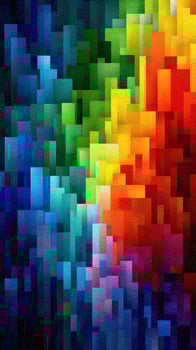 Colorful abstract pattern showcases a vibrant interplay of geometric shapes in a harmonious design filled with dynamic hues photo
