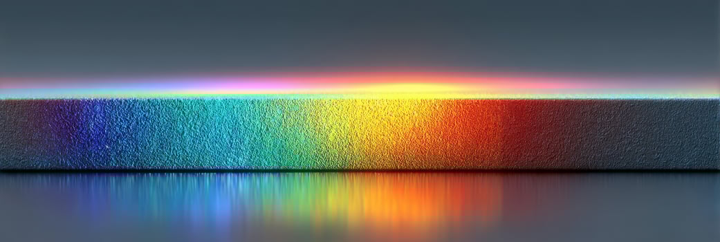Colorful gradient reflection over a textured surface during dusk with vibrant hues in the sky photo
