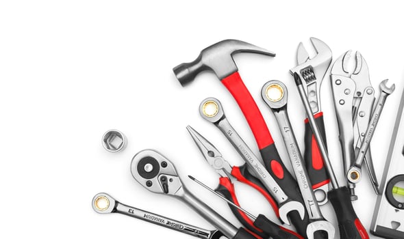Many Tools on white back photo