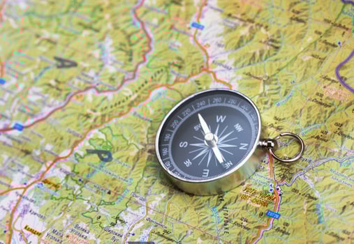 Compass on a map photo