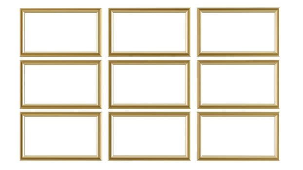 golden vintage frames, Golden baroque frame on white background photo