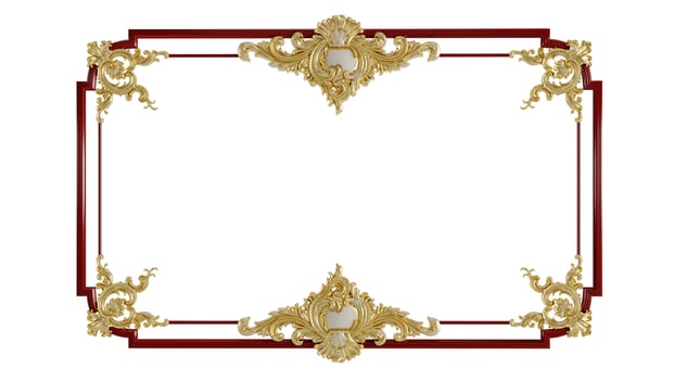 Decorative golden and red vintage frames, Golden baroque frame on white background. photo