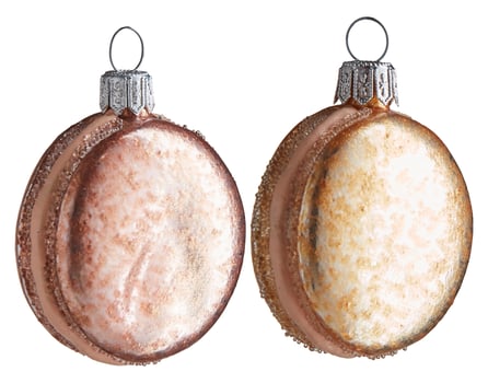Two Glass Ball Christmas Tree Ornaments cut out isolated white background with clipping path photo