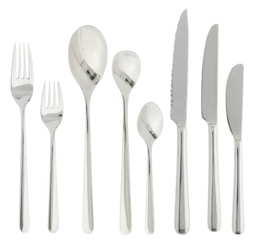 set stainless steel cutlery cut out isolated white background with clipping path photo