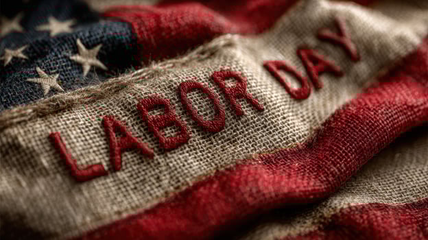 Celebrating Labor Day with an American flag showcasing rich colors and textures on a festive occasion photo