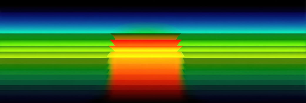 Vibrant sunset with layers of colors blending over a tranquil horizon photo
