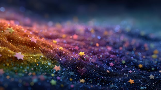 Shimmering stars scattered across a cosmic landscape during a magical twilight hour photo