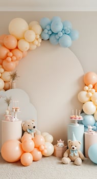 Pastel Balloon Arch Birthday Setup for Baby's First Year photo