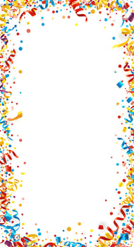 A frame with confetti and streamers on a white background photo