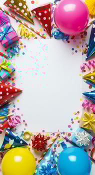 Colorful Birthday Party Supplies Frame with Blank Card photo