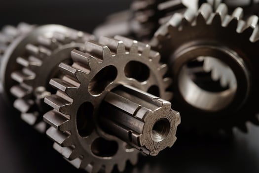 Metal gear wheel engine car and bike, mechanic industry. photo