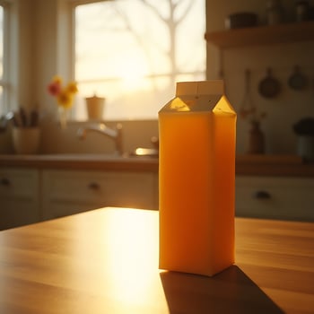 Juice Carton on Kitchen Counter in Morning Light photo