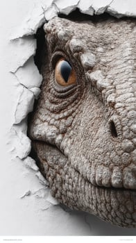 Lizard head breaking through wall, showcasing realistic textures and details in the urban environment photo