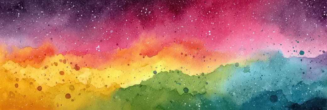 Colorful abstract watercolor painting showcasing a vibrant blend of hues and textures in a cosmic setting photo