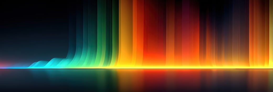 Colorful light patterns create a vibrant visual effect in a dark environment during an abstract art display photo