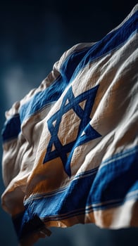 Israel flag waving proudly against a dark background during a solemn celebration photo