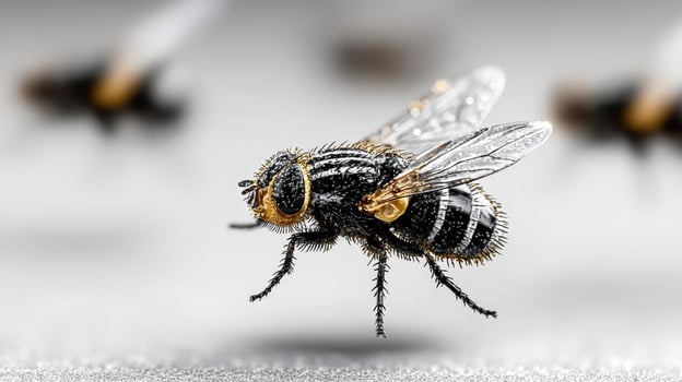 Close-up view of a flying insect in natural environment showcasing intricate details and textures photo