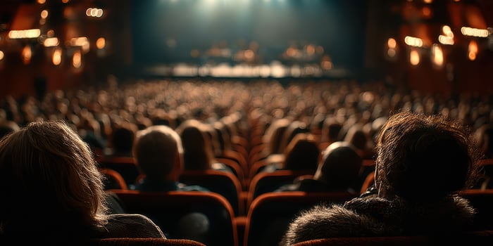 Audience enjoying an unforgettable performance at a theater during a live music event at night photo