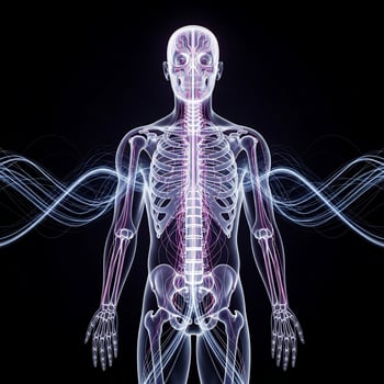 The human body is shown in a 3d illustration photo