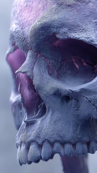 Intricate details of a human skull showcasing texture and color variations under ambient light photo