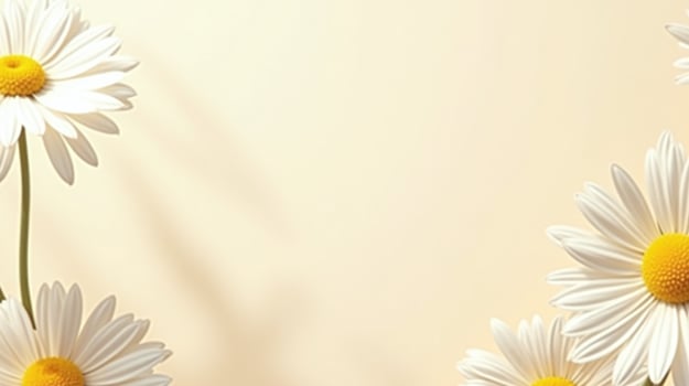 White daisies against a soft beige background. photo