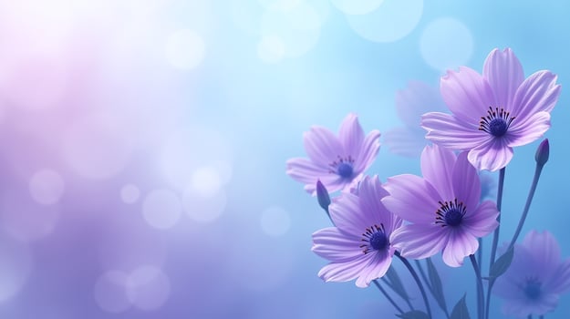 Vividly colored flowers against a gradient backdrop. photo