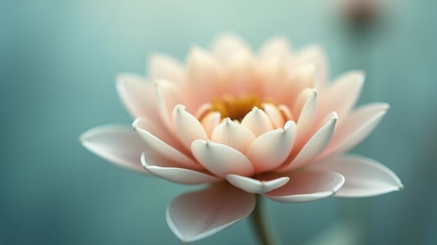 Amidst a tranquil backdrop, a delicate lotus blooms elegantly. photo