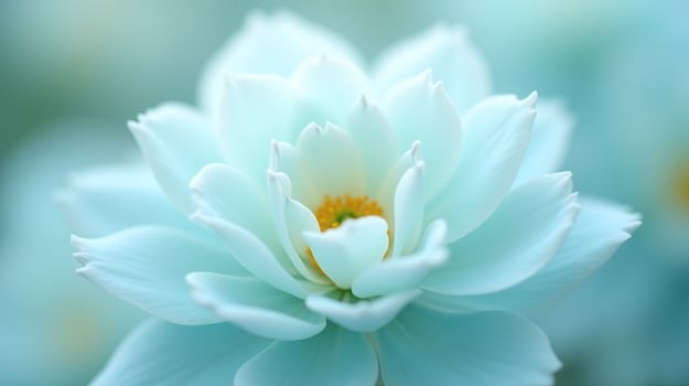 The pale turquoise bloom exudes serenity and grace, captivating the viewer with its delicate petals and vibrant center. photo