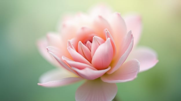 A calmly blooming flower with delicate petals in soft pastel hues. photo