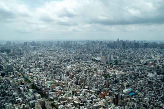 Aerial view of central Tokyo cityscape in Japan photo