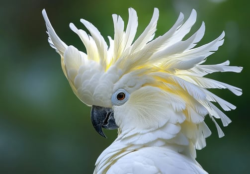 Elegant White Cockatoo with Stunning Crest and Enchanting Colors photo
