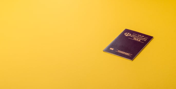 Iranian passport for travelling, flying photo