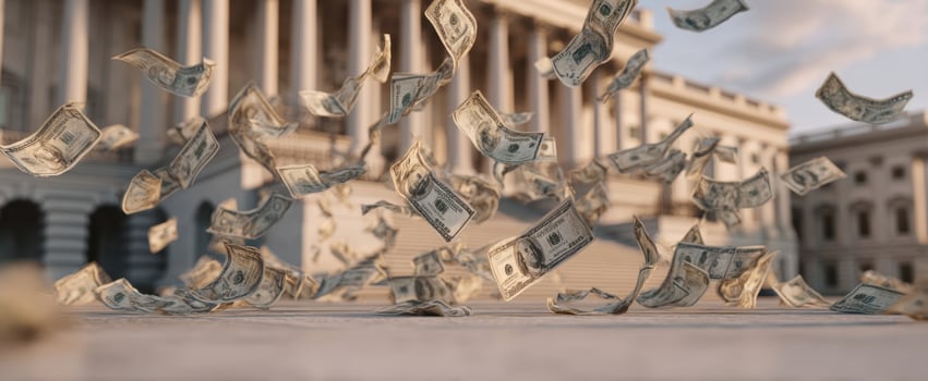 The flying dollar bills create a stunning scene of financial prosperity. photo