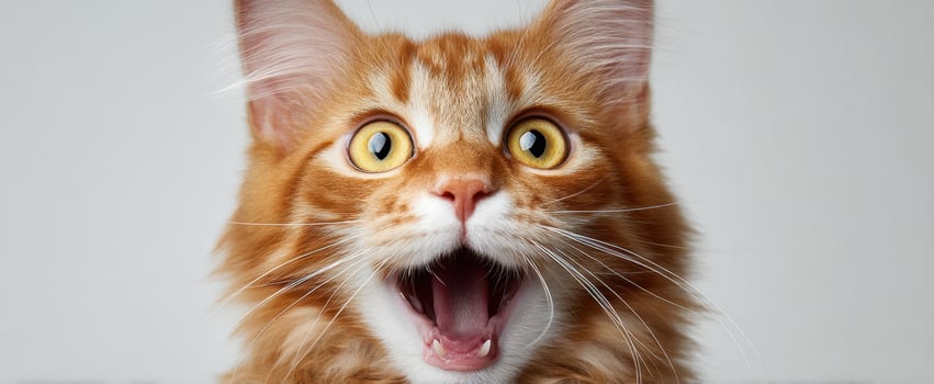 The adorable orange cat with a surprised expression and joyful personality. photo