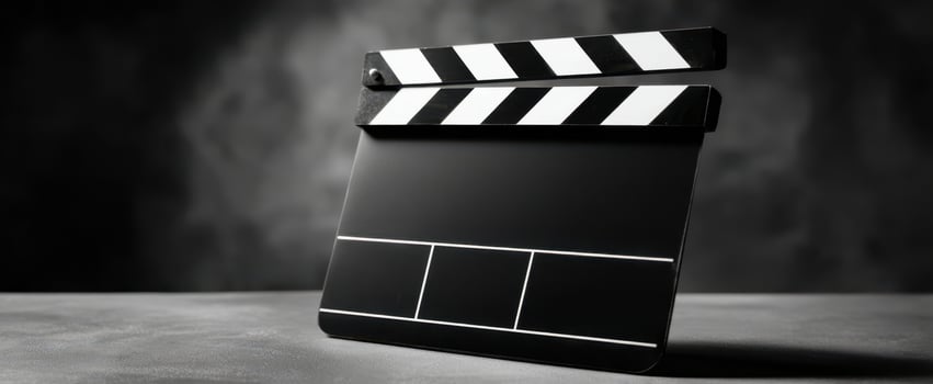The classic clapperboard ready for a cinematic production scene photo
