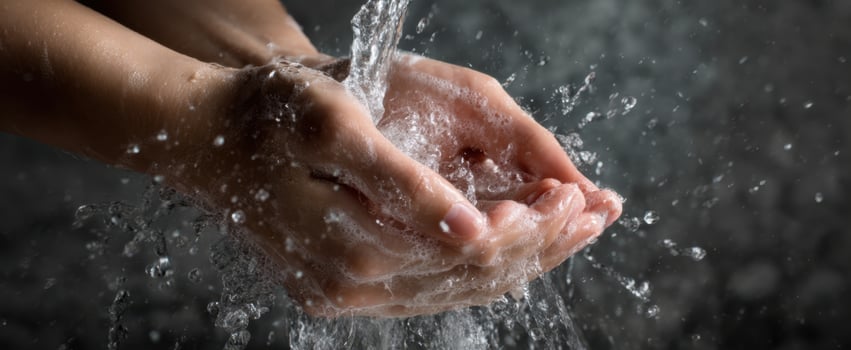 The hands catching water in an elegant display of motion and freshness. photo