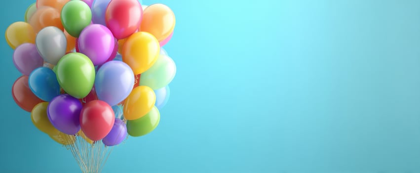 The Colorful Cluster of Balloons Against a Bright Blue Background photo