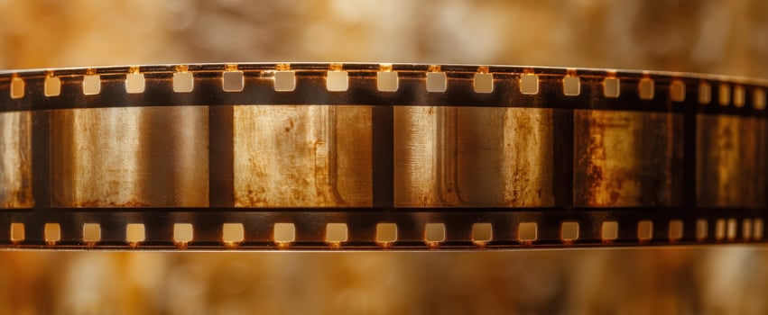 The vintage film strip showcasing a nostalgic cinematic background. photo