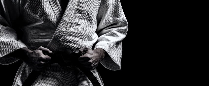 The determined judo athlete preparing for competition with focus and strength. photo